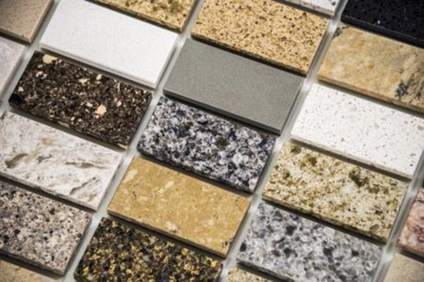 Different colors of granite tiles.