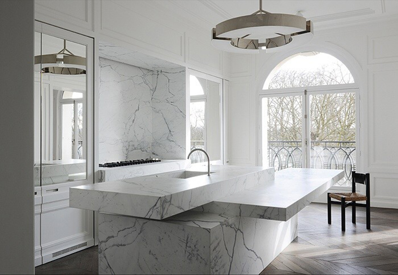 Marble is used widely to achieve this elegant home design.