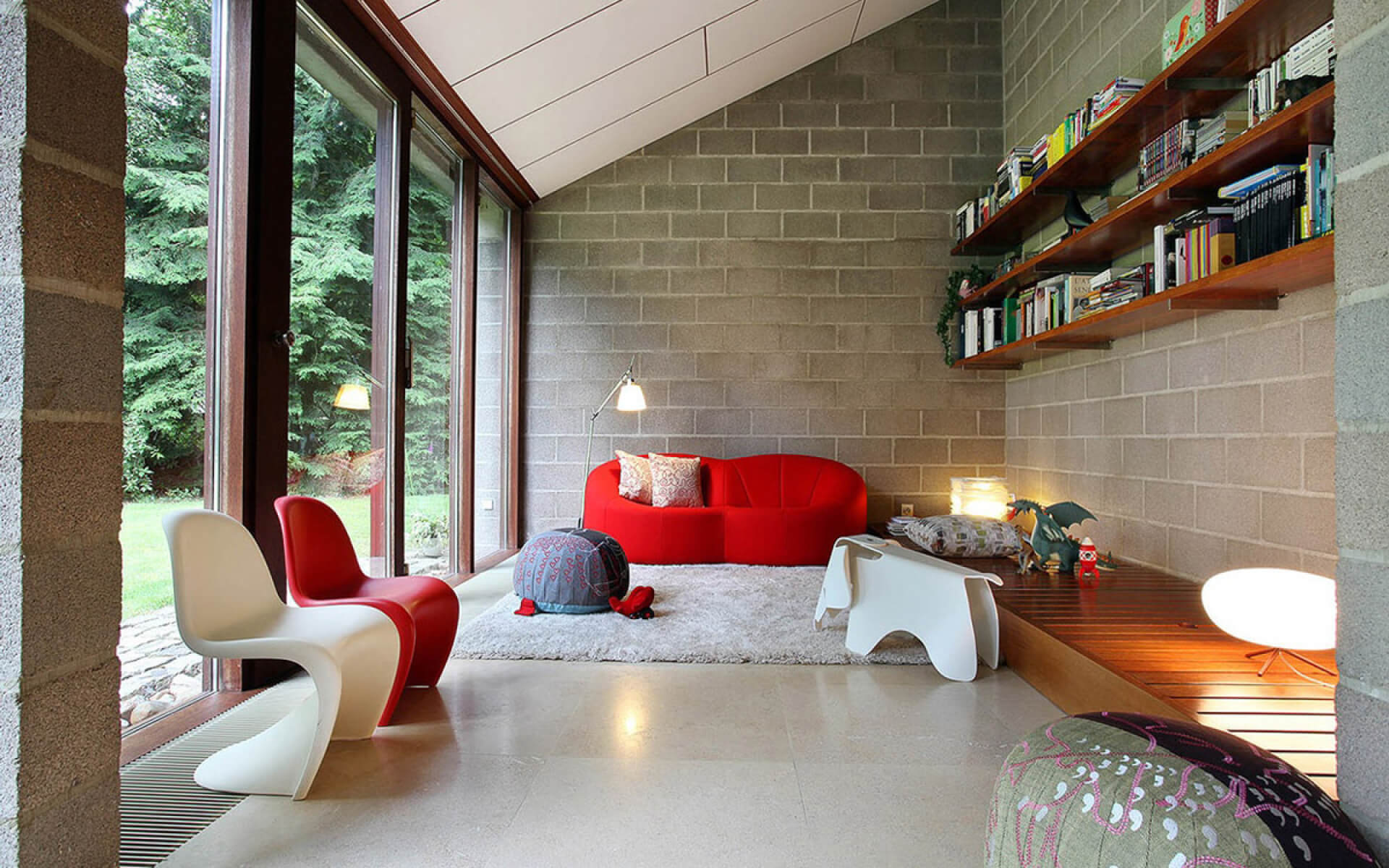 Cozy reading and relaxing corner of a home in modern style.