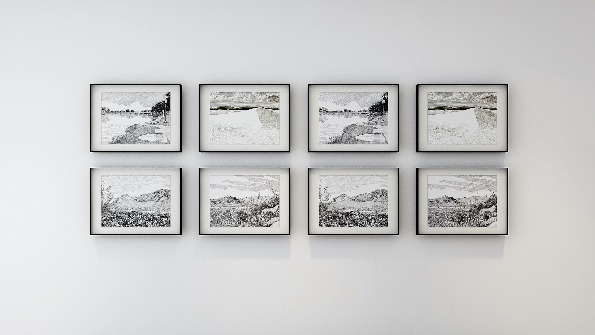 Framed minimalist art acts as accent in Contemporary style 