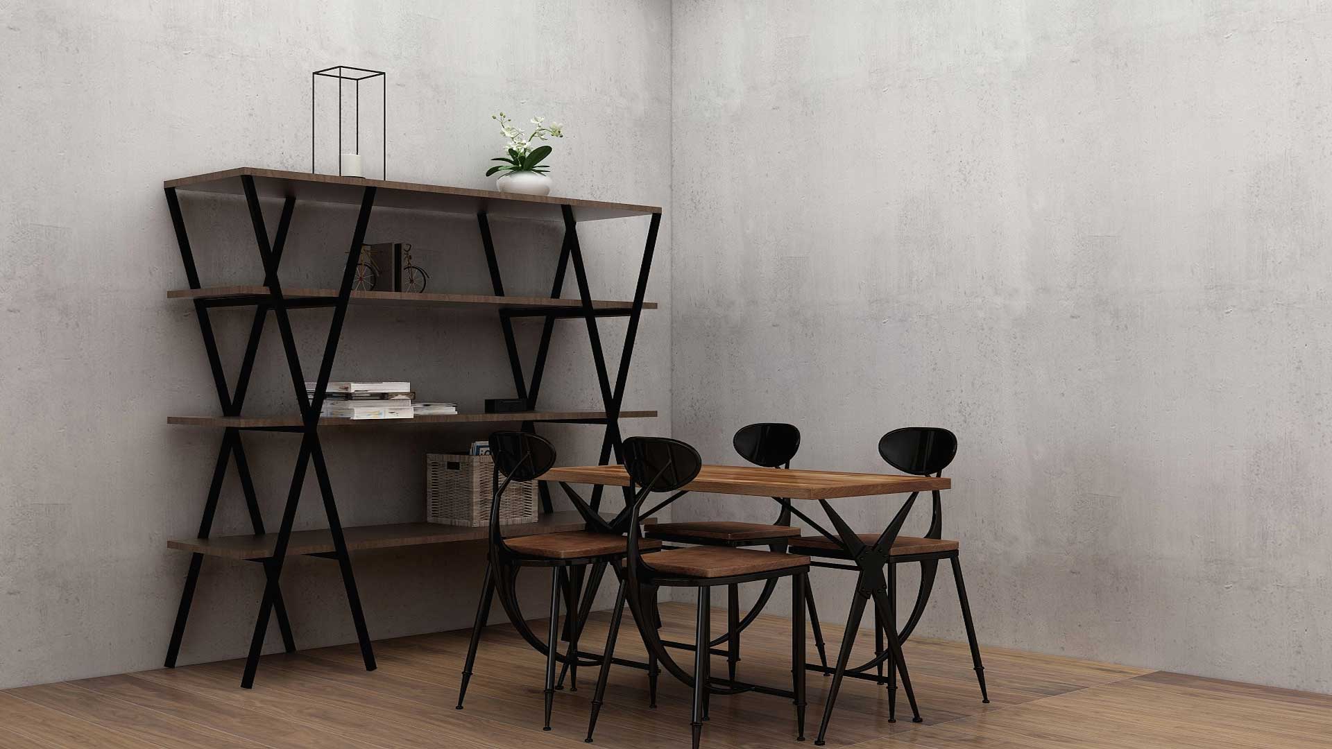 Industrial functional furniture using wood and metal materials