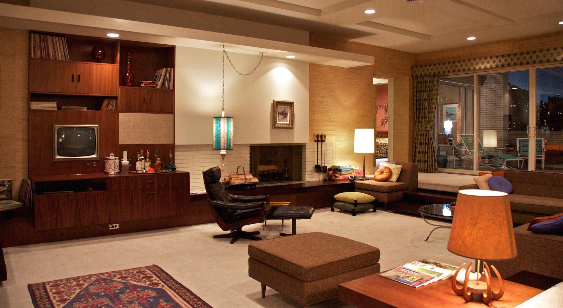 Penthouse set of Mad Men with Mid-Century Modern styling.