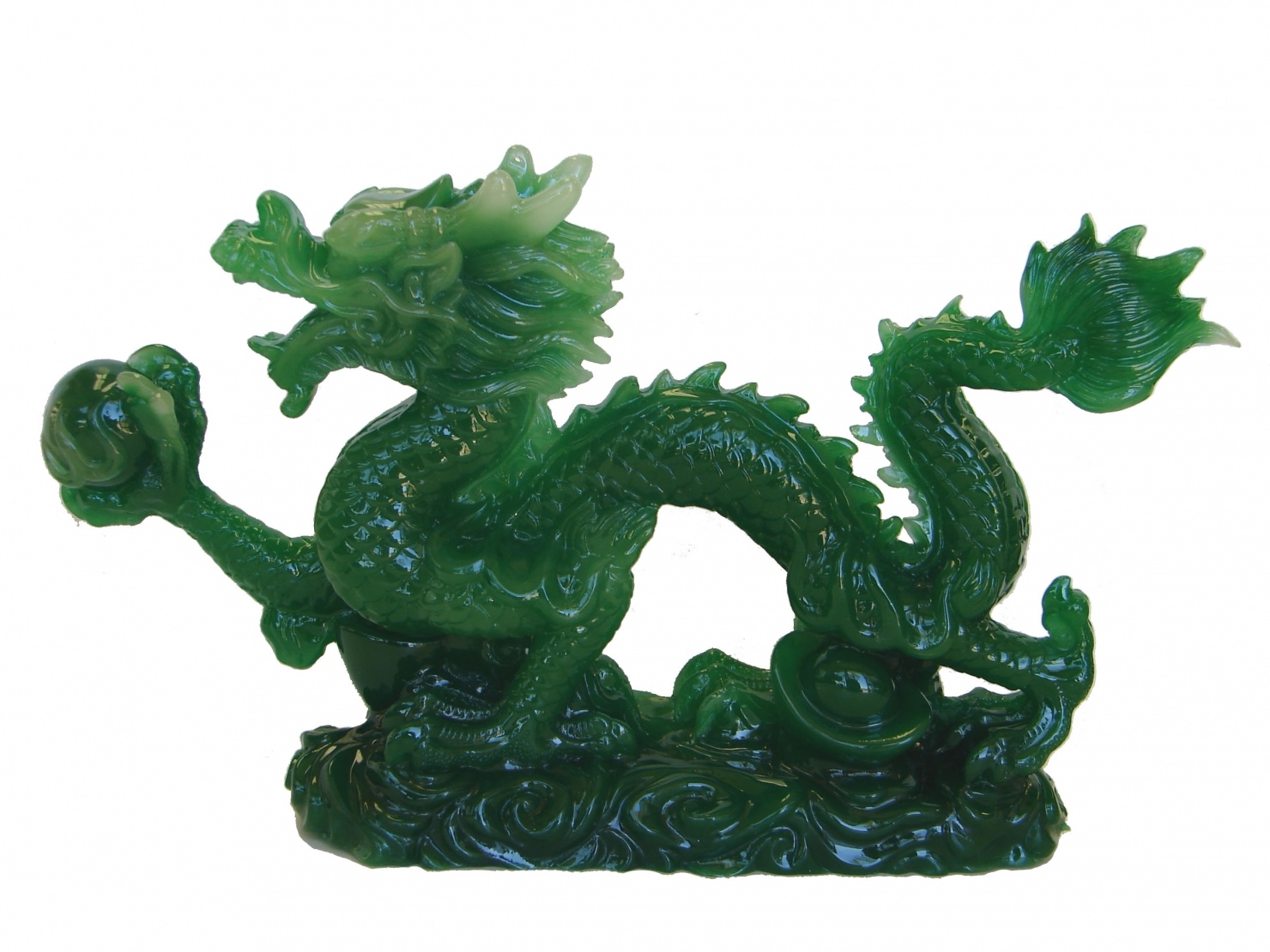 Intricate Oriental Chinese jade dragon decor