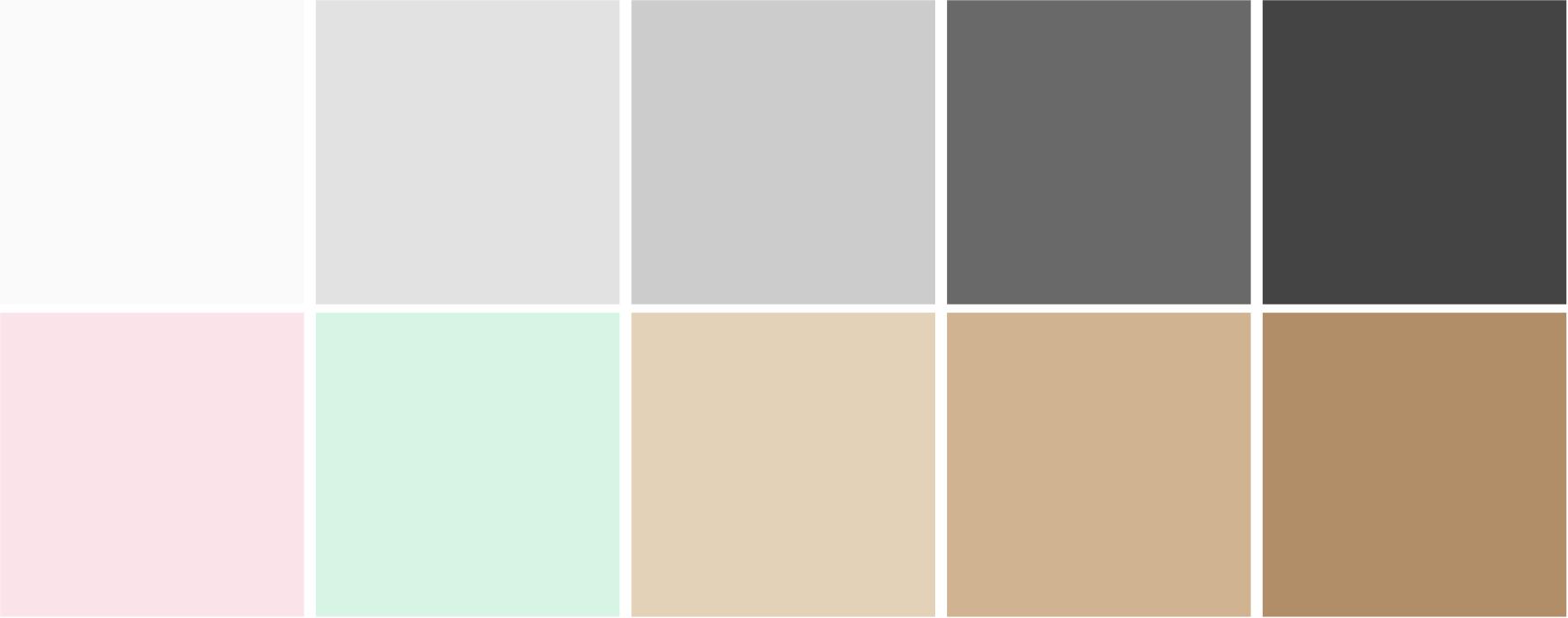 A mix of Scandinavian color palette in beige, taupe, ivory, olive green, sage