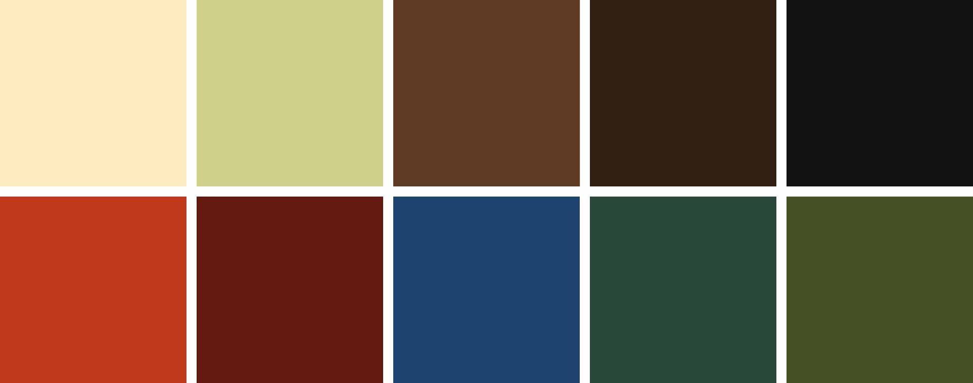 Deep rich color palette having royal tones of red, burgundy and blue and pastels of mint and yellow.