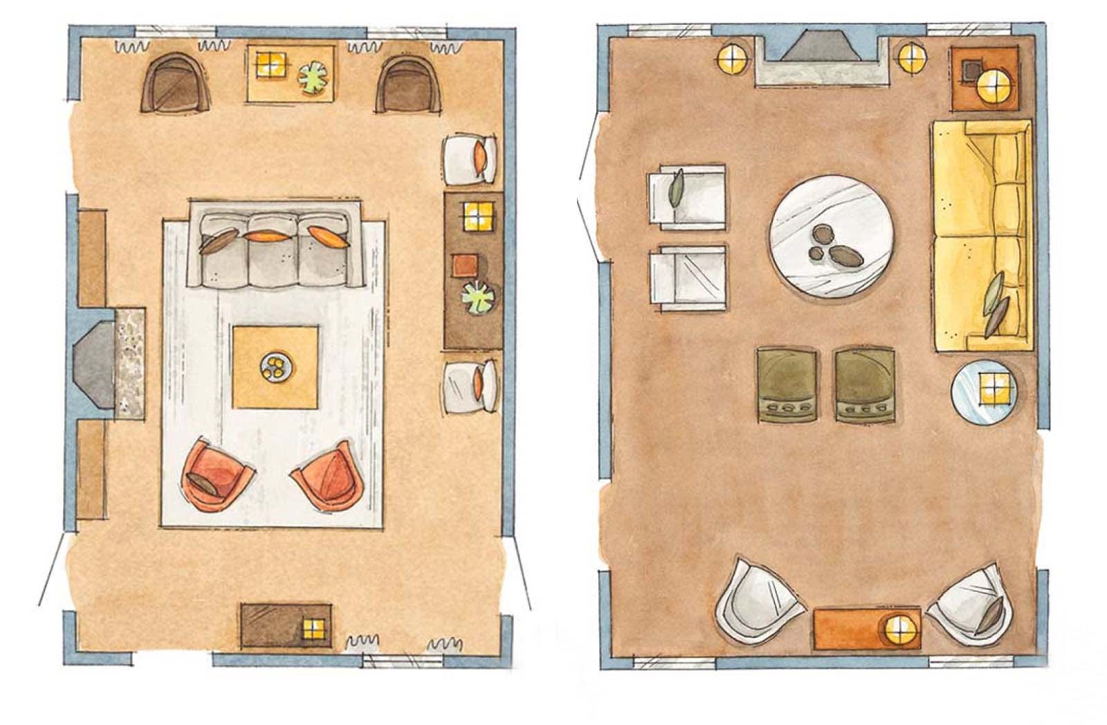 Cramped living room has no clear sections unlike a spacious living room